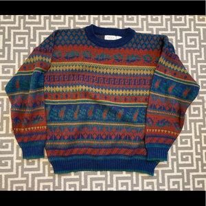 Vintage oversized sweater with a winter/tribal pattern